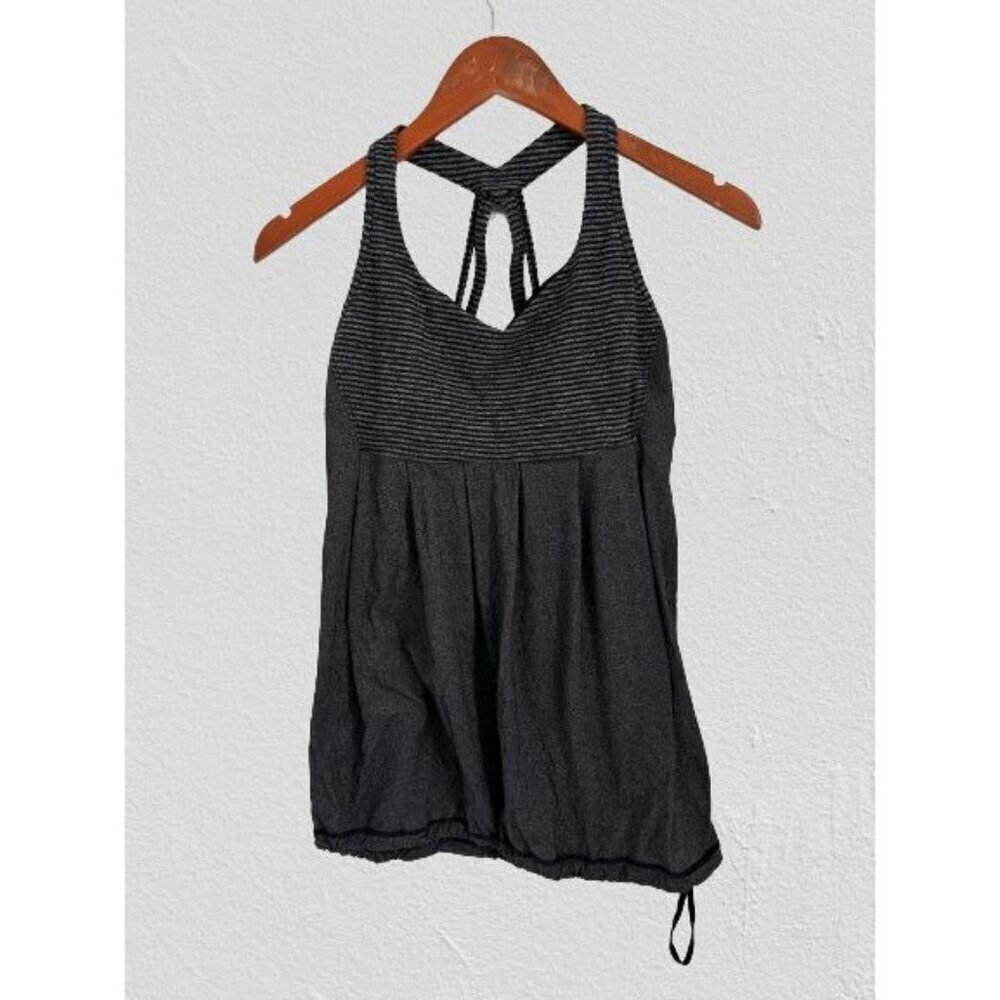 Lululemon top with built in bra yoga gym athletic drawstring gray Size Med